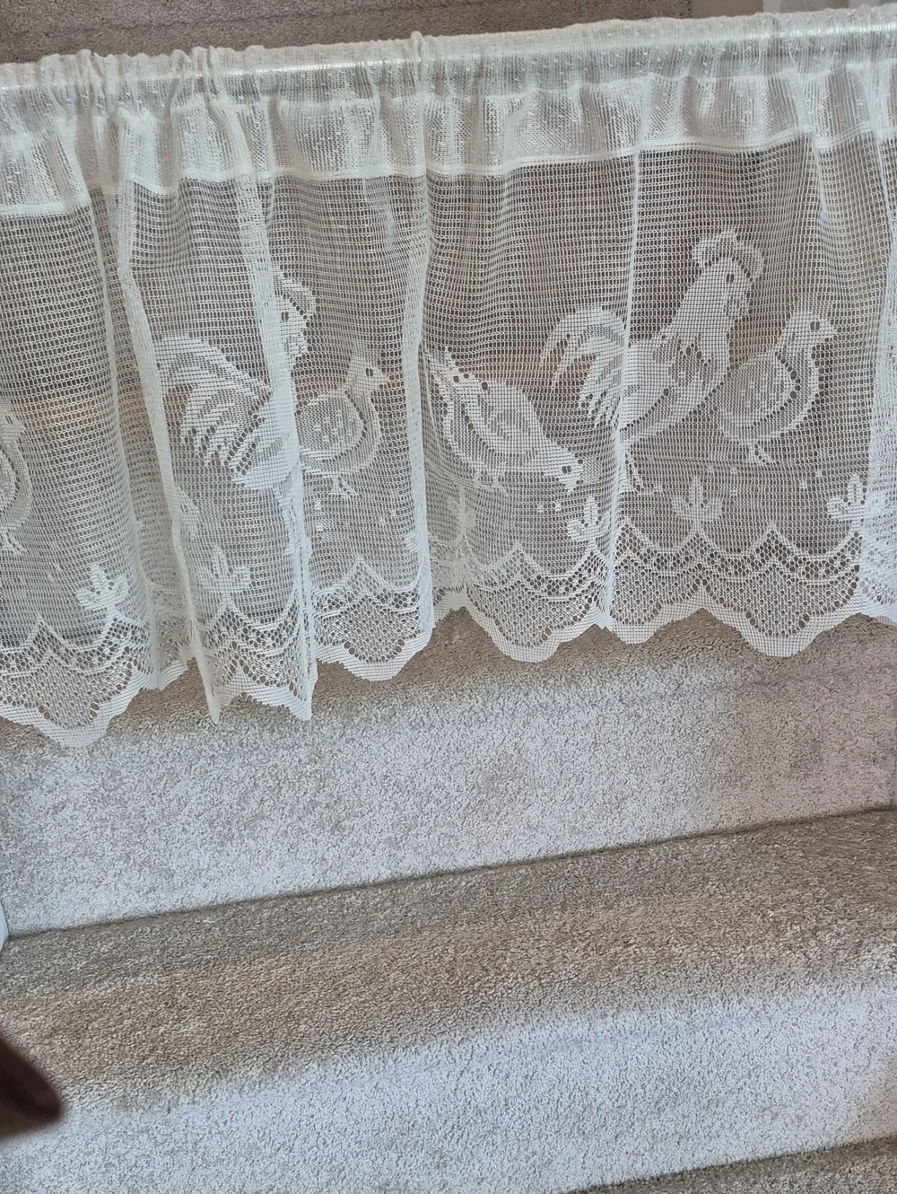 White Lace Rooster Valance Curtain 60x14
